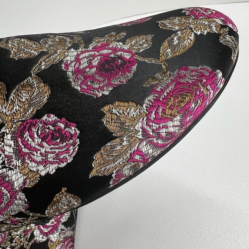 TOMS Darcy Slip On Loafer Shoes Womens US 9.5 Flat Floral Brocade Jacquard Black - Picture 10 of 12